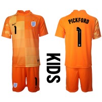 Dječji Nogometni Dres Engleska Jordan Pickford #1 Golmanski Gostujuci SP 2022 Kratak Rukav (+ Kratke hlače)
